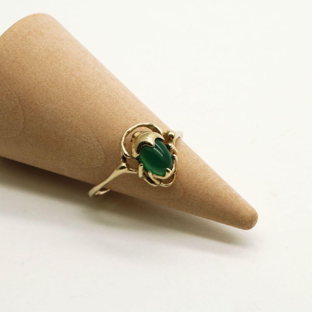 リング トルクアータK10 コガネムシ×グリーンアゲート ゴンドア