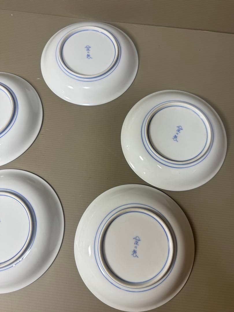 2142 深川製磁　牡丹金ミル　皿　5客　金彩