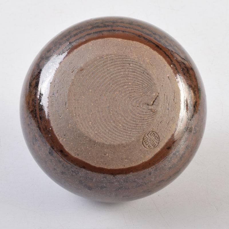 茶道具 松本鉄山作 大名物写 国司茄子茶入 仕覆付 共箱 V