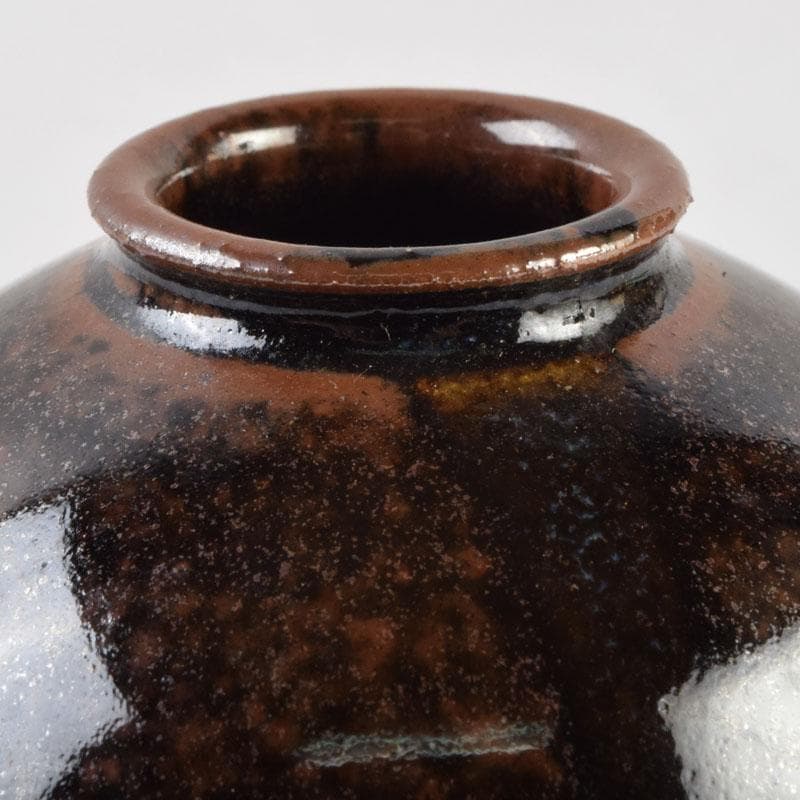 茶道具 松本鉄山作 大名物写 国司茄子茶入 仕覆付 共箱 V