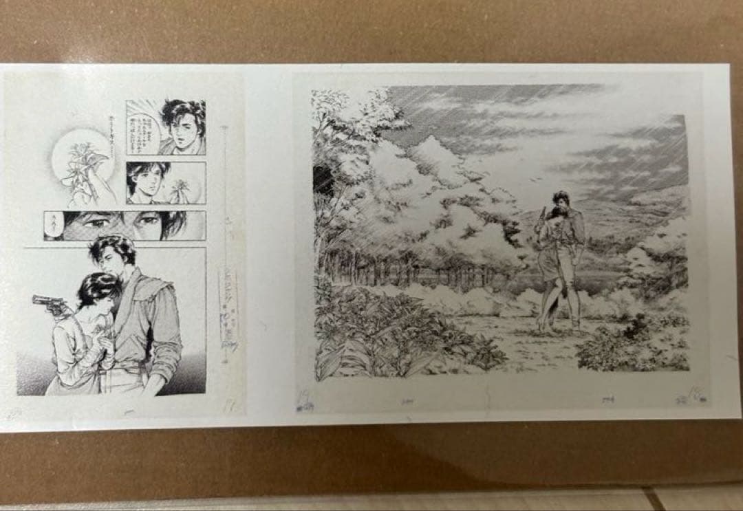 シティーハンター大原画展 複製原画とび散ったブーケ 3ページ分 シール付