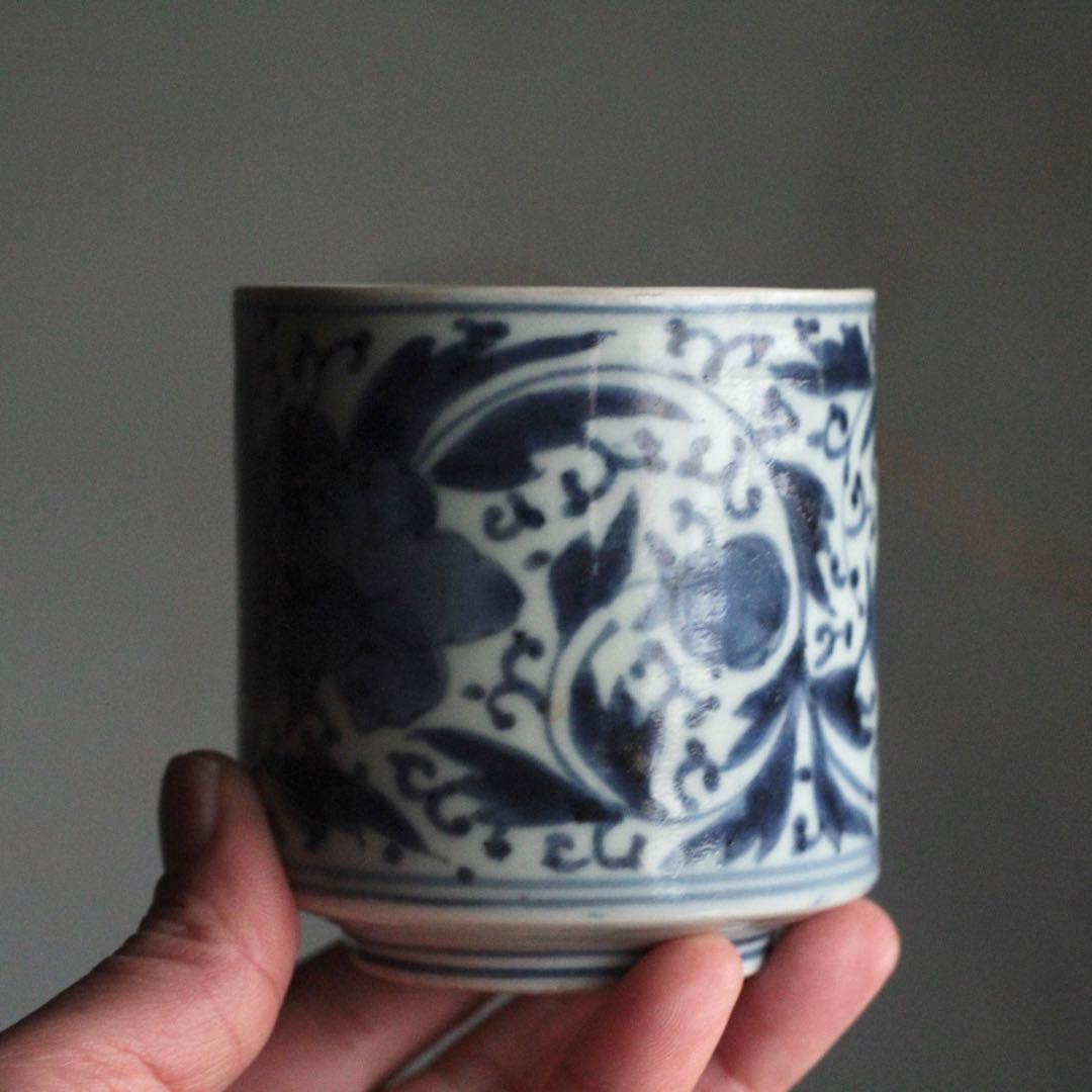 染付 筒碗 筒茶碗 筒盃 香炉 古美術 古染付 古道具 アンティーク 茶道具