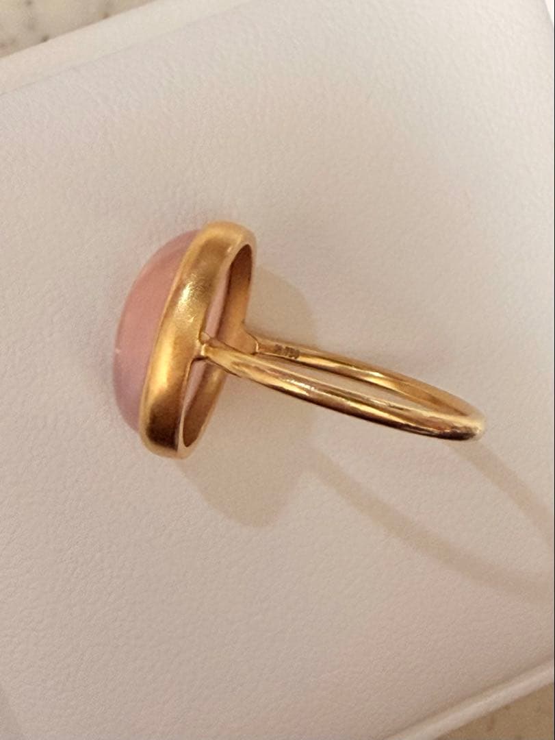 マリハ MARIHAアースドロップス リング ローズクォーツ カボション