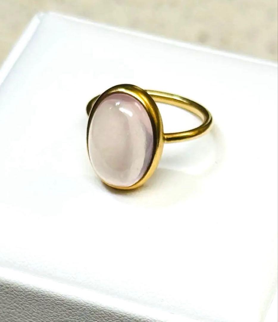 マリハ MARIHAアースドロップス リング ローズクォーツ カボション