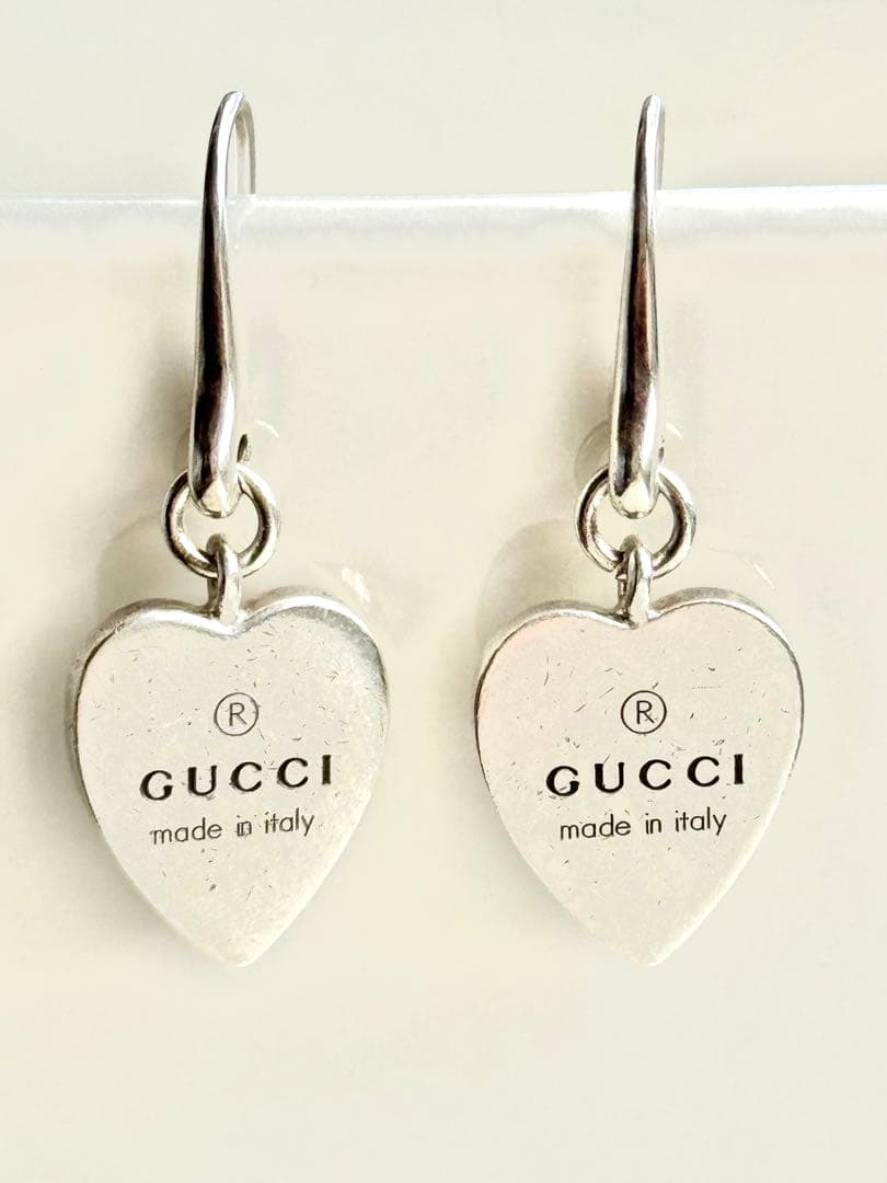 GUCCI☆グッチ☆ハートピアス☆シルバー925☆ロゴピアス☆フック