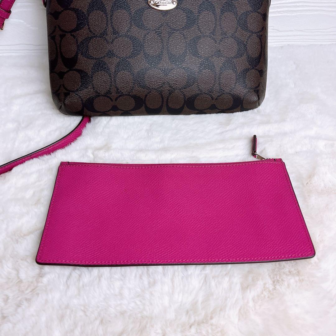 美品☆COACHコーチ2wayショルダーバッグ シグネチャー ブラウン財布