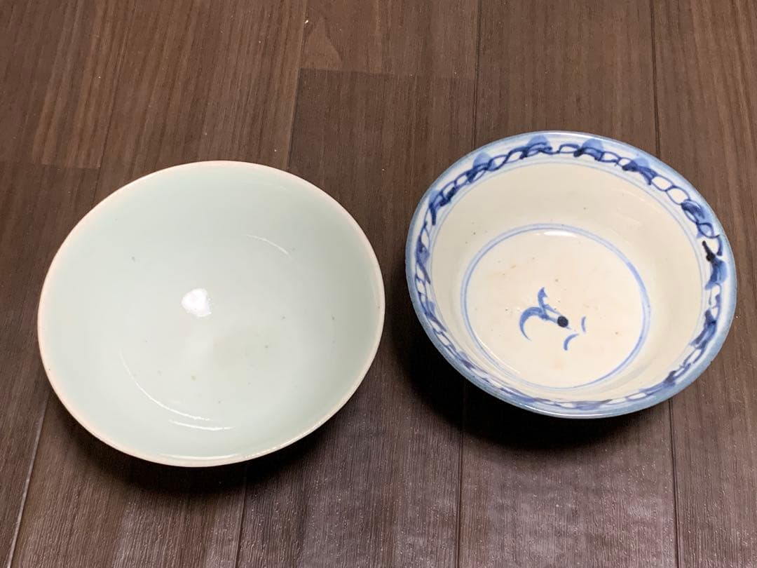 中国　磁器　２客　茶碗　焼き物　染め付け