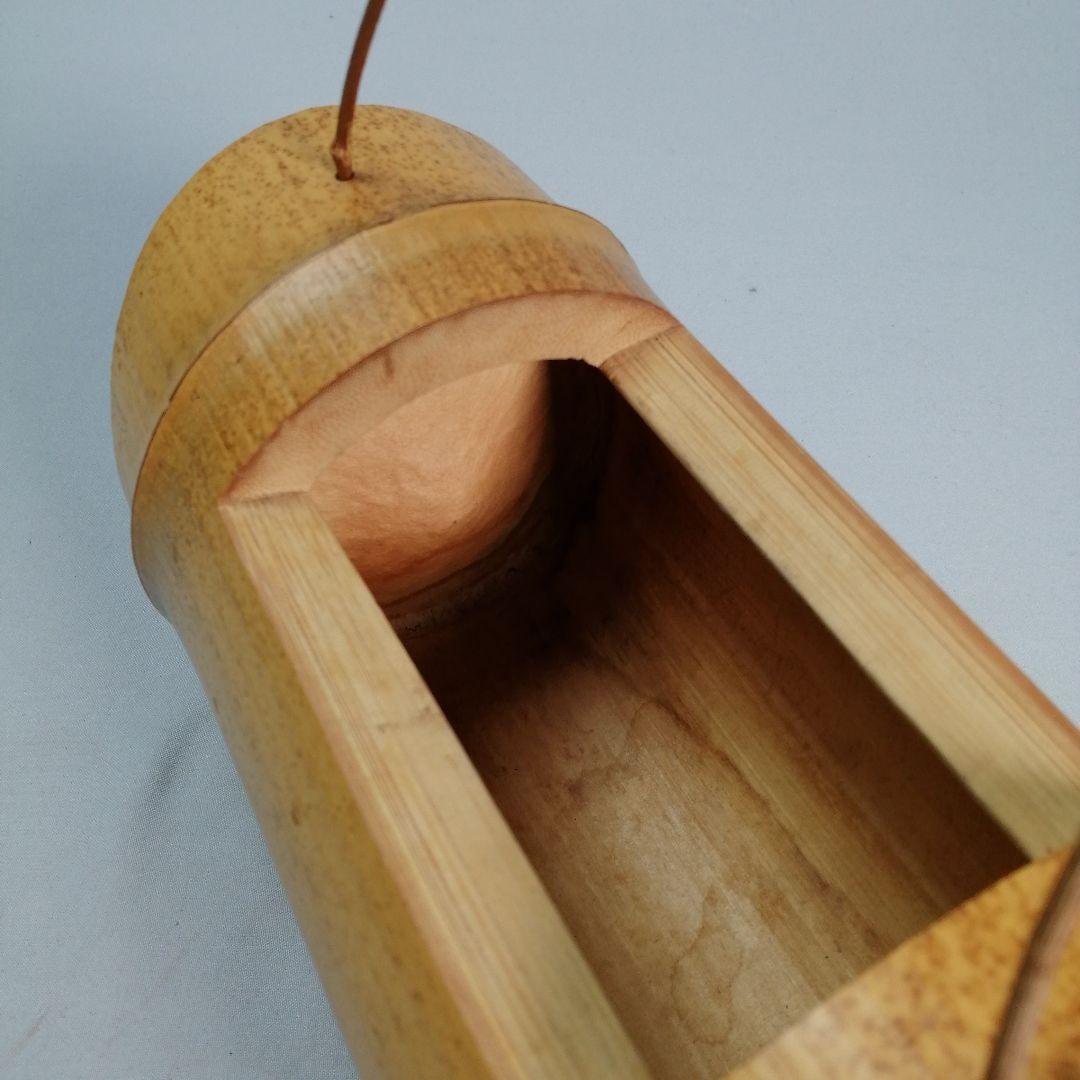 茶道具 煤竹 脛当篭 花入 船橋重郎 共箱 明治 大正 竹工芸 花器