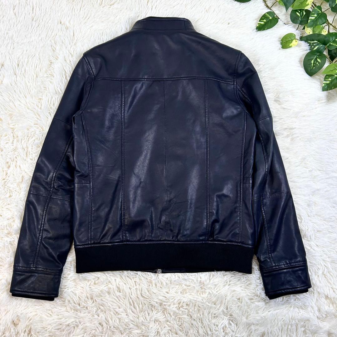 極美品 現行品タグ付きAKM シングルライダース 羊革 S キルティング 袖リブ