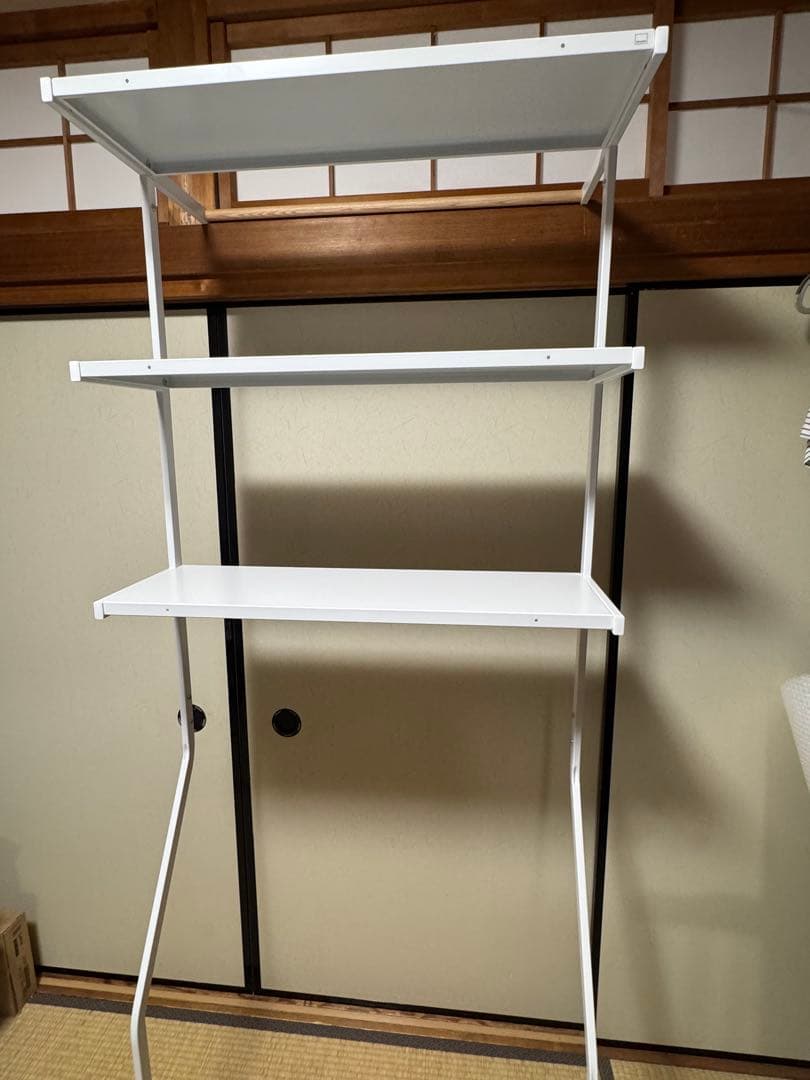 山崎実業　立て掛け ランドリーシェルフ ホワイト 約W75×D48×H190cm