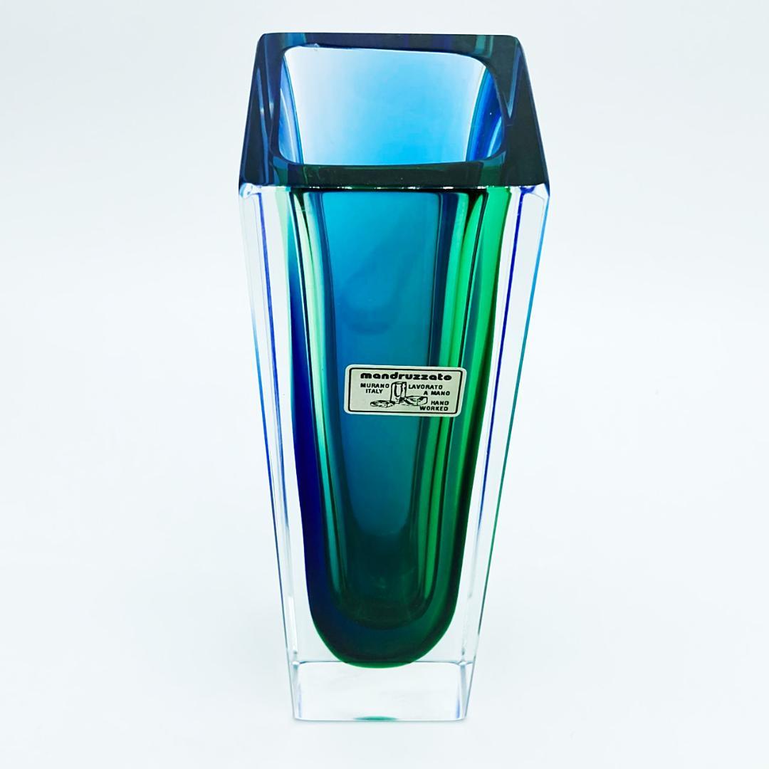 ヴェネチアガラス ムラノ マンドラザート 花瓶 一輪挿し グリーン