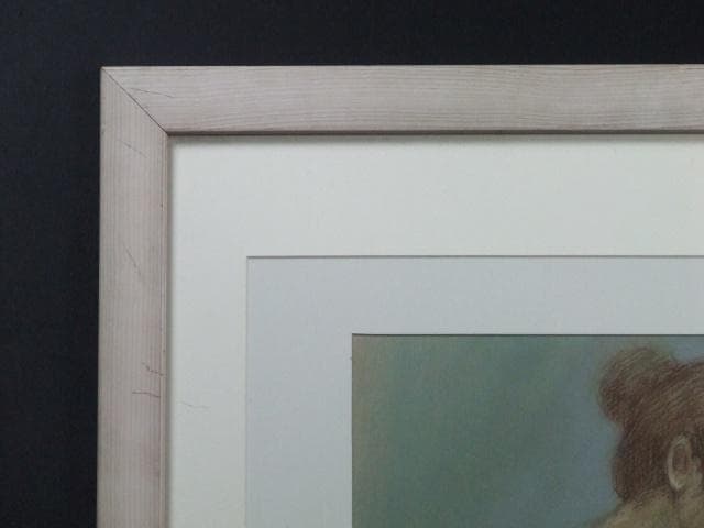 作者不詳　直筆サイン『後ろ姿の裸婦』ペーパーにパステル画 10号 0501Q