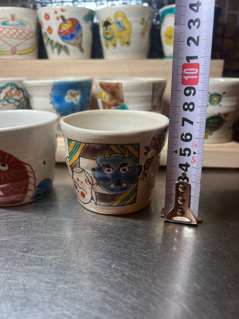 春夏秋冬 10点セット☆希少 正月 季節の祝ごと 九谷焼 エクボ猪口 湯呑