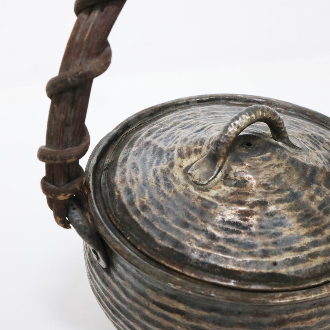 錫製　 急須　 籐提手　アンティーク