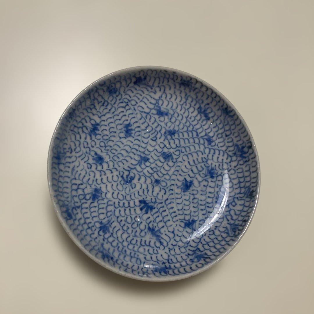 古伊万里 微塵唐草 骨董 アンティーク おちょこ 豆皿 2点セット