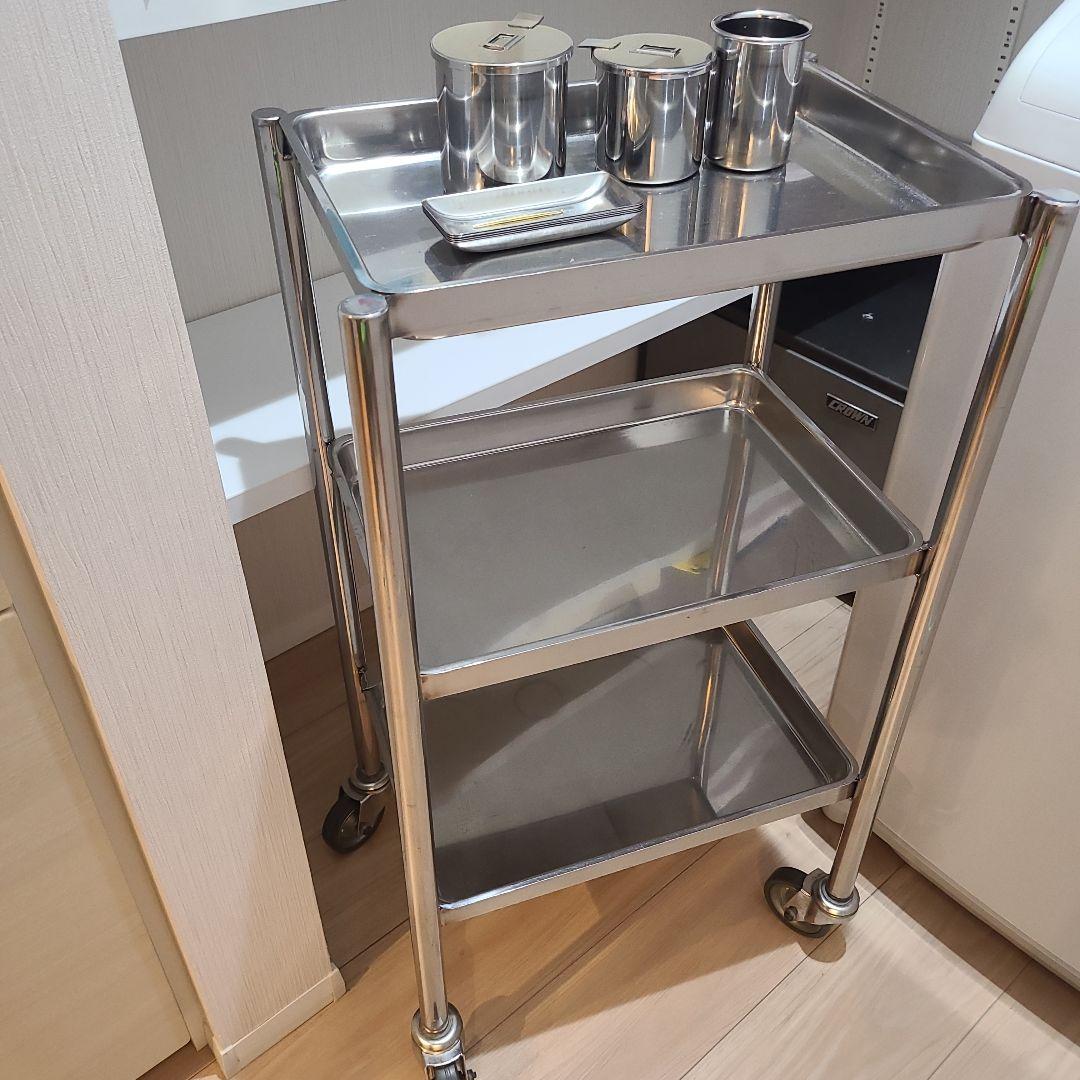 ①鍼灸 ステンレスワゴン 3段 医療用 ステンレスワゴンの専門店