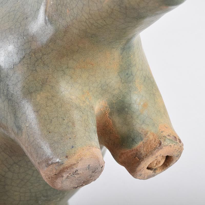 中国 龍泉窯 青磁 神獣 牛 置物 C R9319