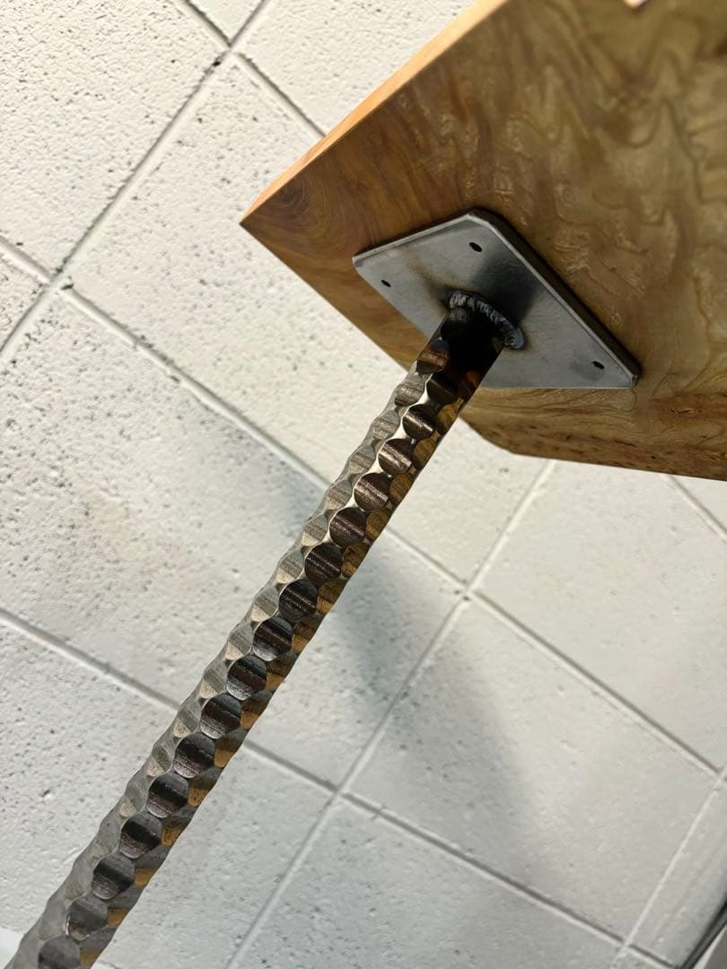 欅サイドテーブル、コーヒーテーブル、観葉植物スタンド一枚板銘木 鉄家具