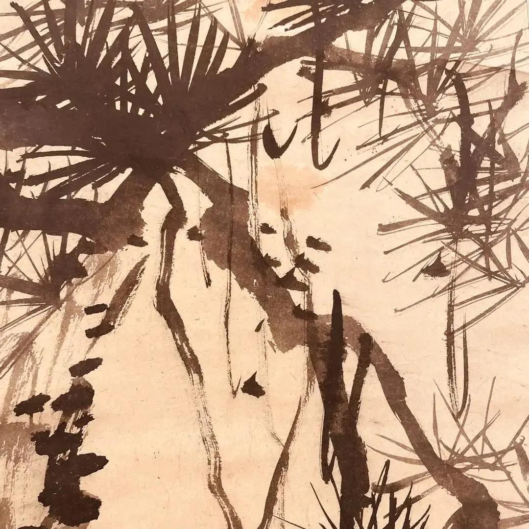 2201 菅井梅関 「松図」 肉筆 紙本 日本画 掛軸