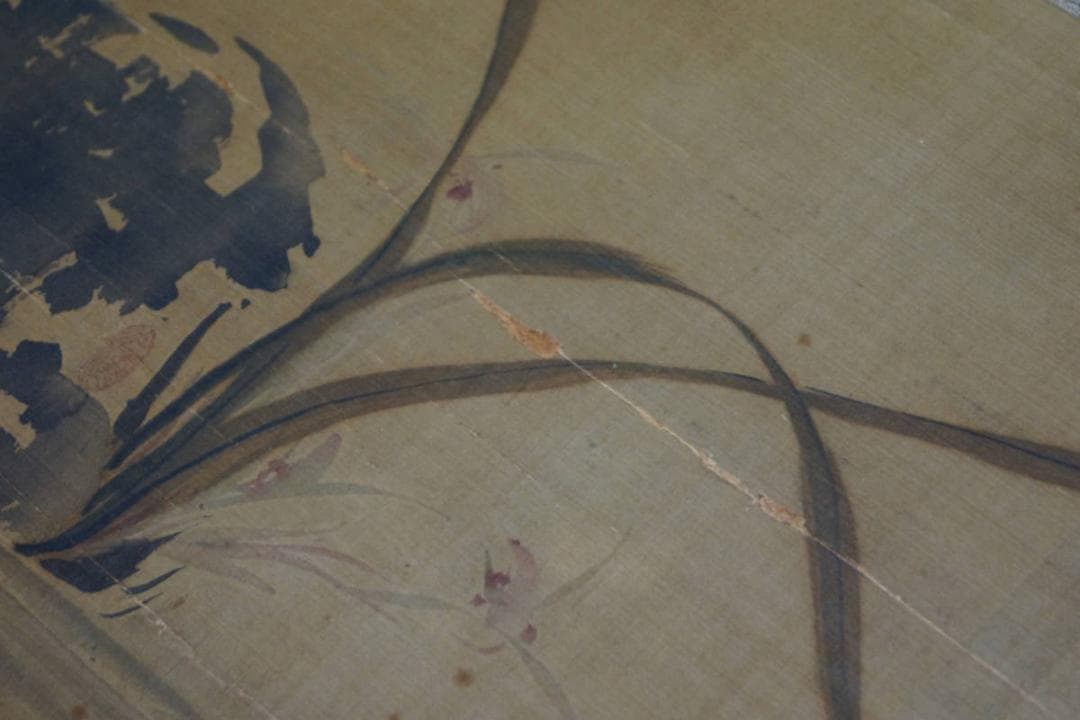 江戸時代中期画家 南蘋派 宋紫石作『蘭図』絹本掛軸 真作 中国画