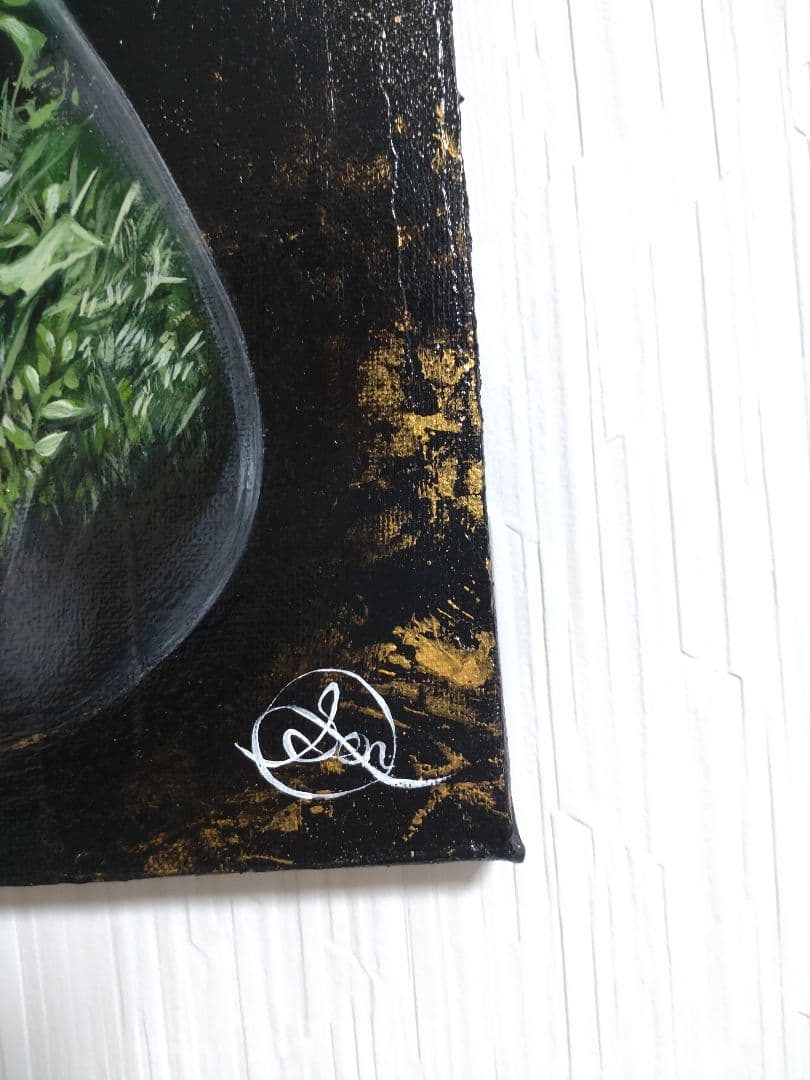 テラリウムの油絵【導き】1点物の原画アート/作者サイン入り/F3号キャンバス