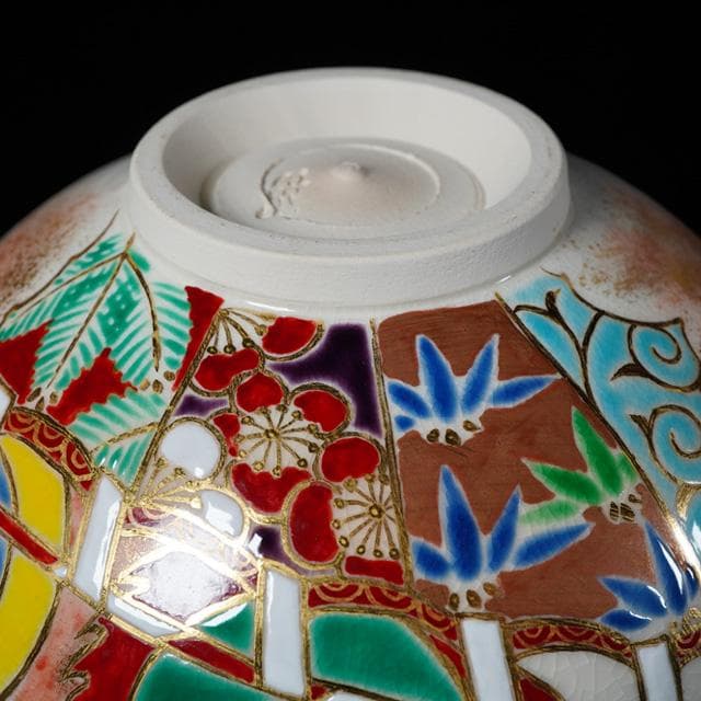 小峠丹山(葛芳) 火焔太鼓之絵茶碗 共箱 茶道具 京焼 雅楽