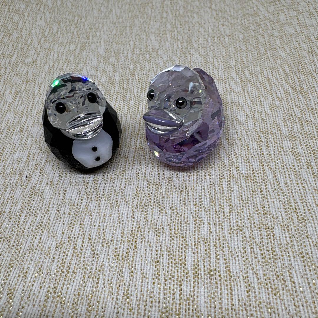 スワロフスキー アヒル型クリスタルフィギュア 2個セット スワロフスキー アヒル型クリスタルフィギュア 2個セット