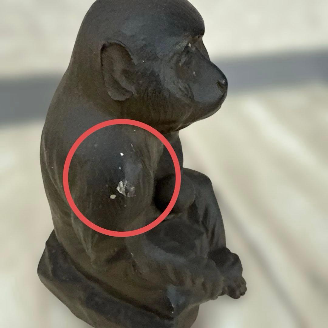 高岡鉄器 環水作 鉄製 猿の置物 約20cm オプジェ