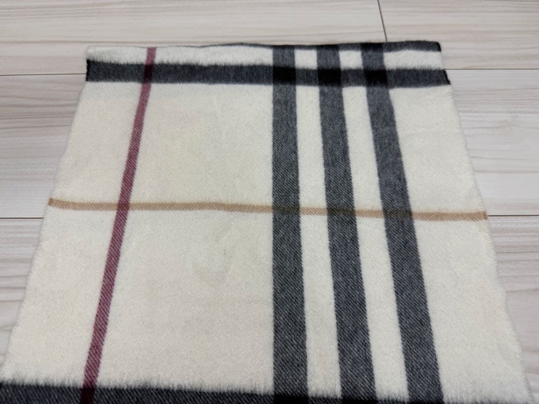 バーバリー マフラー カシミヤ ノバチェック アイボリー ホワイト系