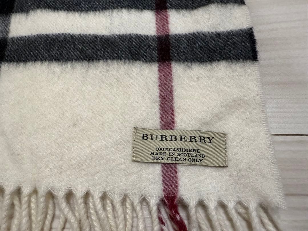 バーバリー マフラー カシミヤ ノバチェック アイボリー ホワイト系