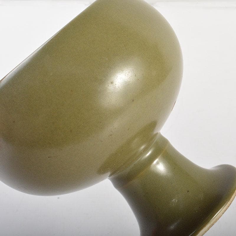 中国 大明嘉靖年製 茶葉末釉 高足杯 合わせ箱 C 6800