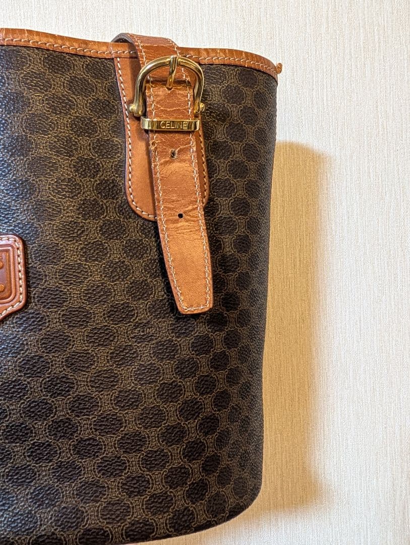 CELINE　 ブラウン　レザー　ショルダー　バッグ