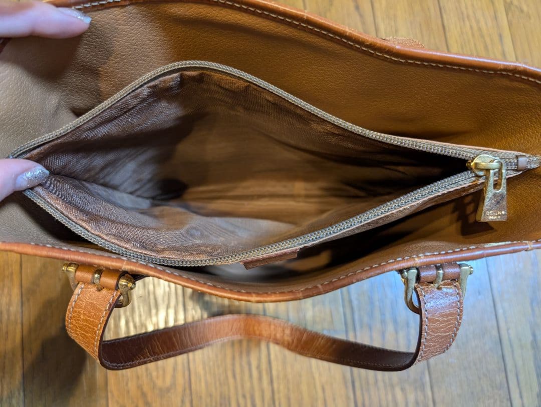 CELINE　 ブラウン　レザー　ショルダー　バッグ