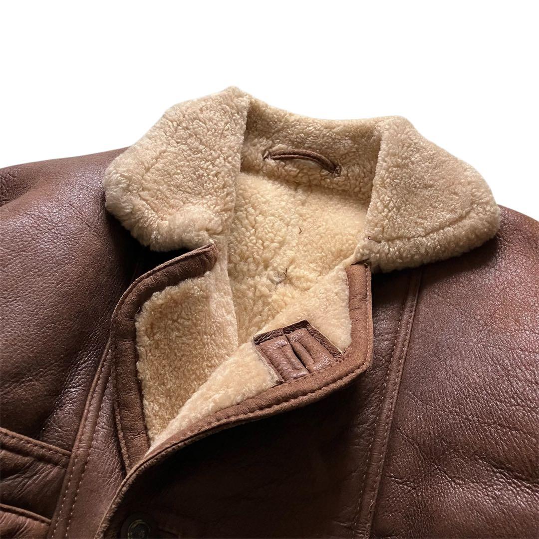 80's USA製 B3type 本革レザー ムートン ボンバーJKT L