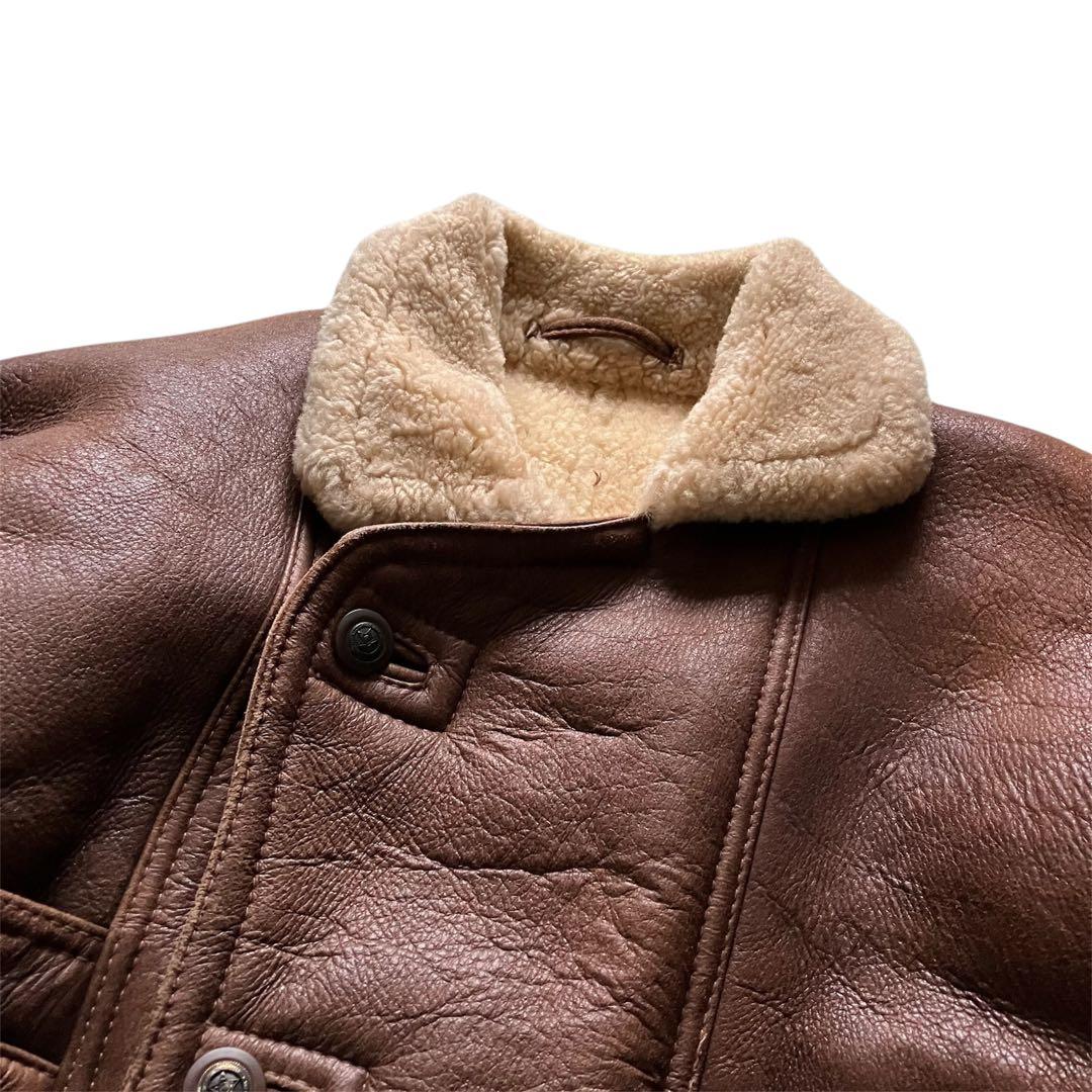 80's USA製 B3type 本革レザー ムートン ボンバーJKT L