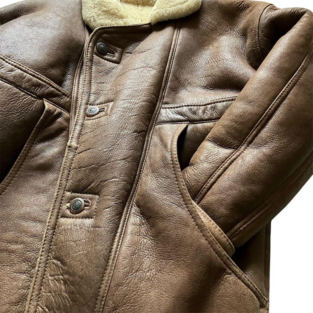 80's USA製 B3type 本革レザー ムートン ボンバーJKT L