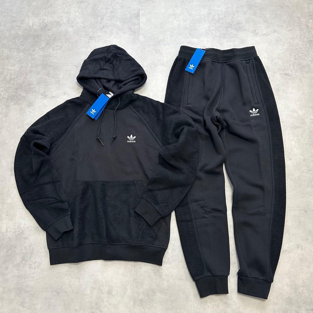 アディダス オリジナルス L スウェット フリース ジャージ セットアップ 黒