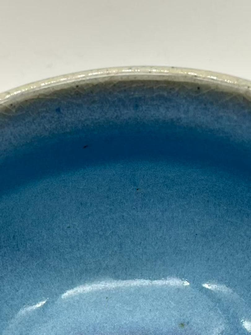 明时代 鈞窯 青磁 澱青月白釉紫斑 双糸耳香炉 水