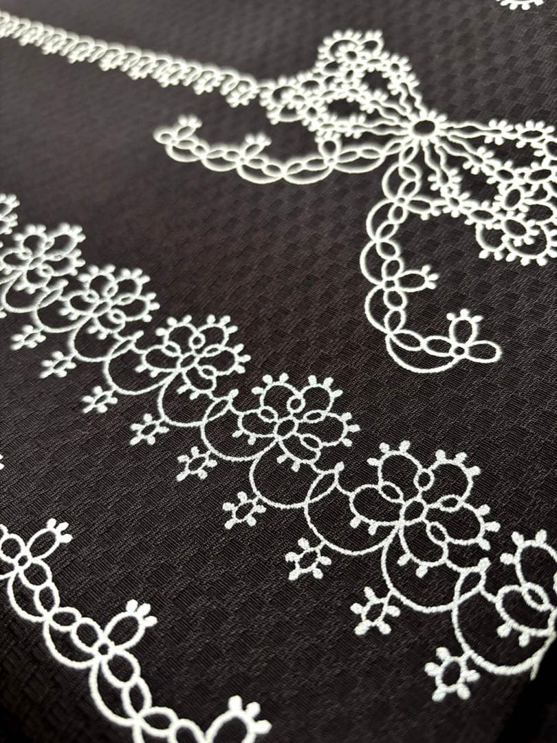 ワイヤーレース柄の名古屋帯 リボン