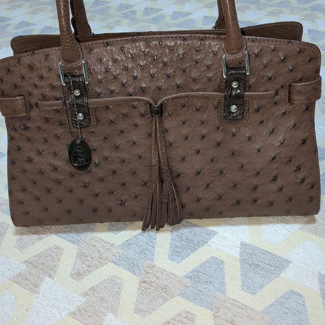 オーストリッチ　ハンドバッグ　ブラウン　JＲA　日本製