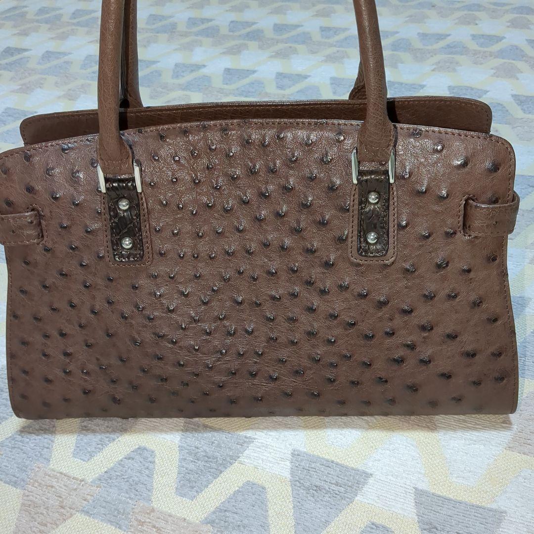 オーストリッチ　ハンドバッグ　ブラウン　JＲA　日本製