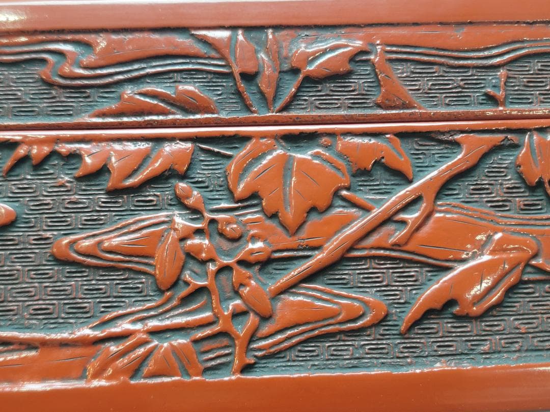 鳳凰紋 堆朱 文庫 美品 DT744