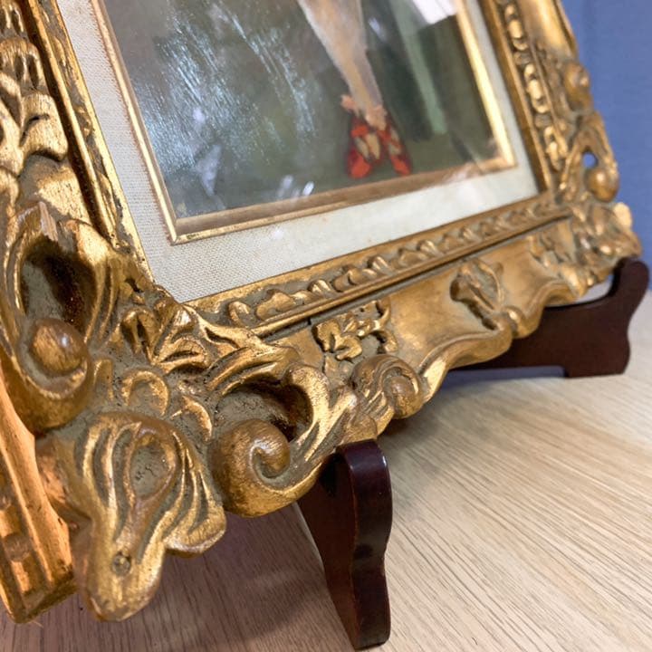 豪華！華族 油絵 人形ドレス ゴールド 額縁 原口 アンティーク