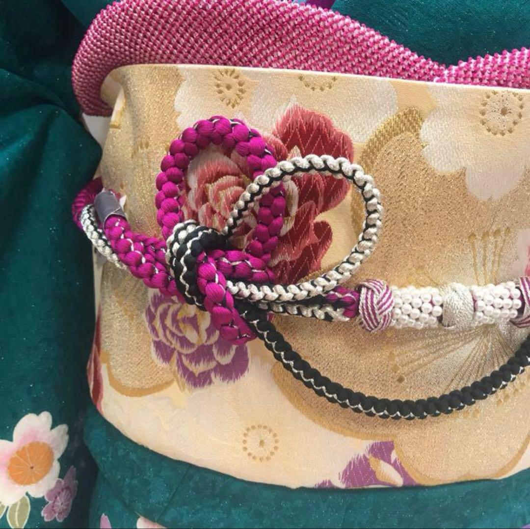 グリーン ターコイズブルー 振袖 成人式 ショール 髪飾り 草履 バッグ一式