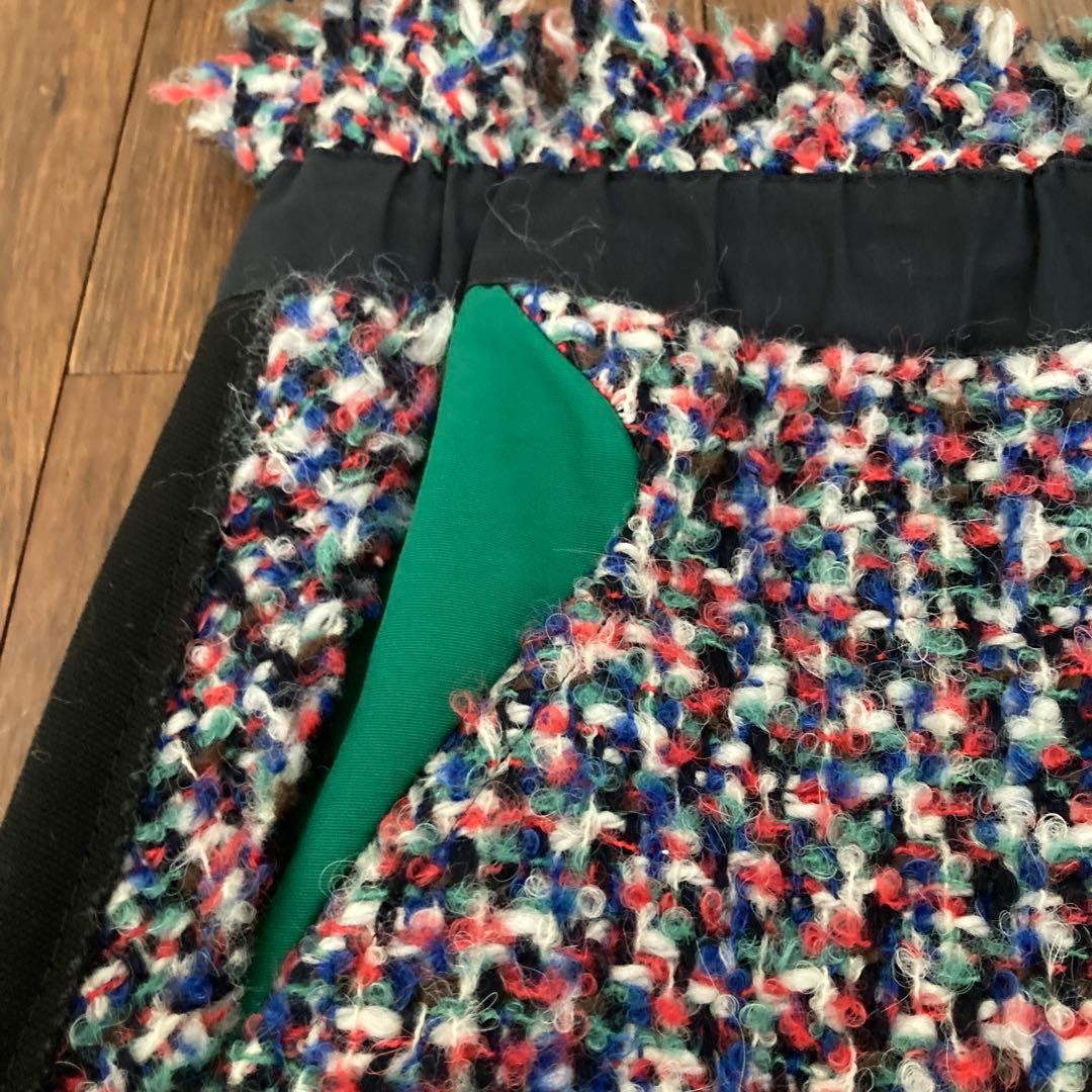 【美品】sacaiマルチカラーツイードスカート