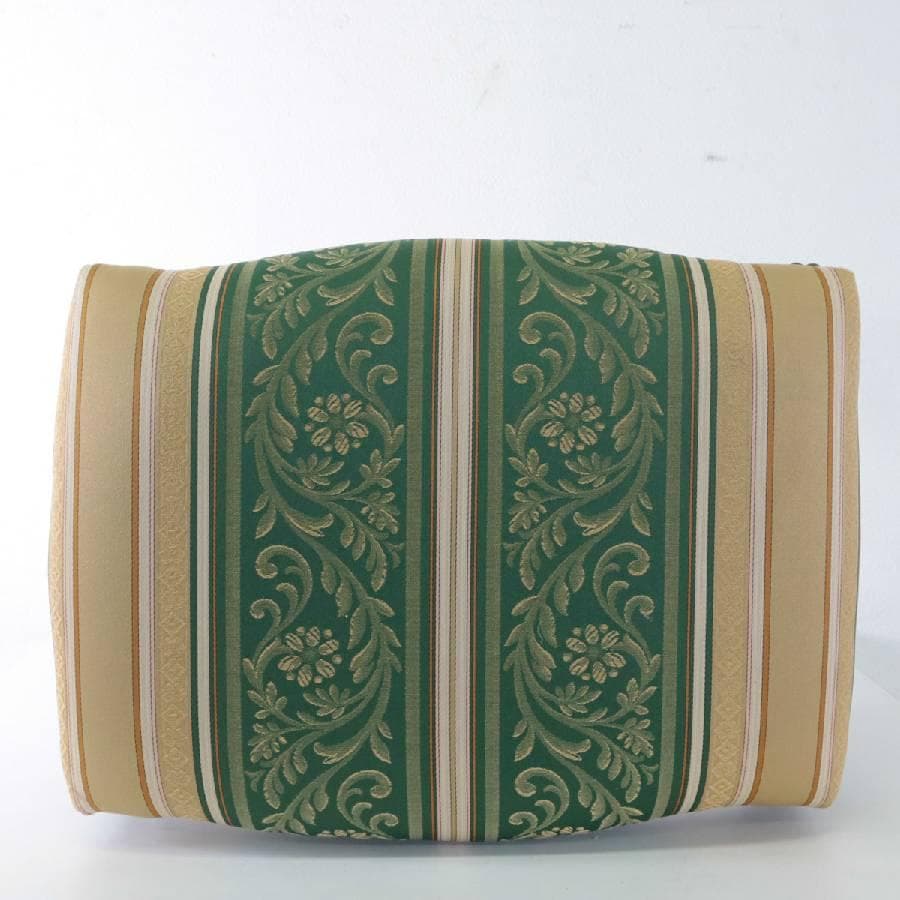 値下イタリアンクラシカル家具 猫脚スツール グリーン系ストライプ柄 鋲打ち 彫刻