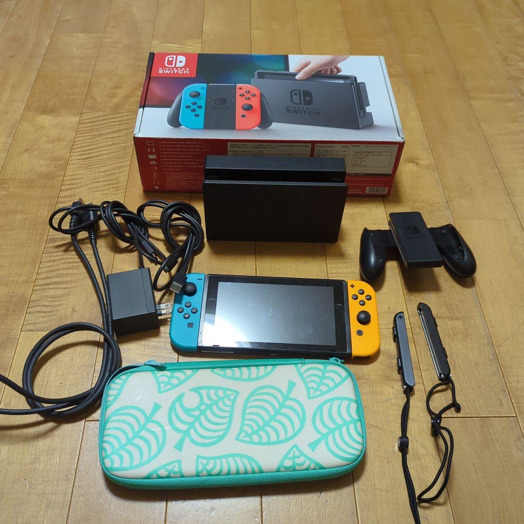 ス*ル様 Nintendo Switch 本体 青とオレンジ　ケース付