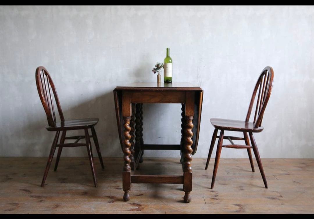 イギリスアンティーク古木ゲートレッグテーブル/木製バタフライ机