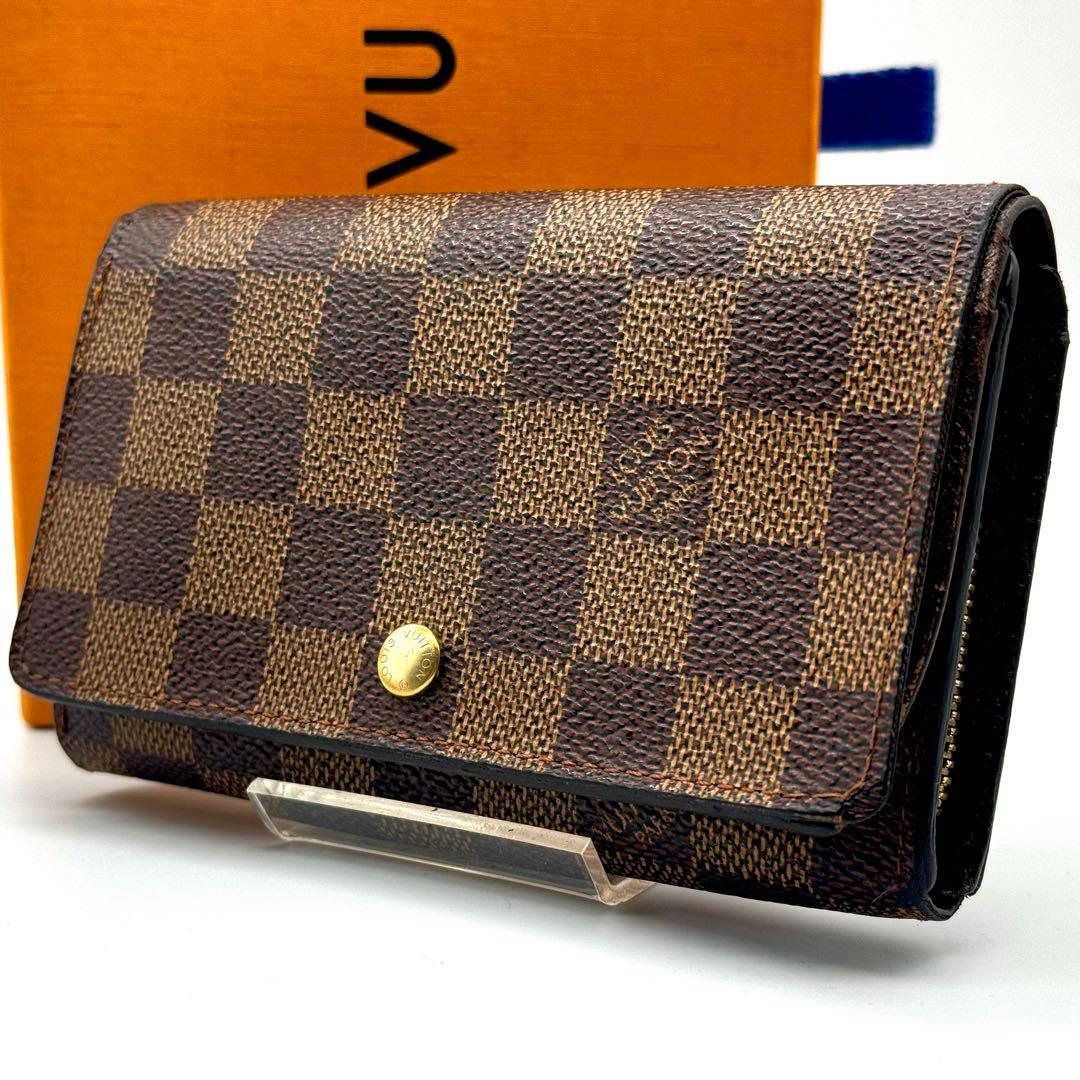 ルイ ヴィトン トレゾール ダミエ エベヌ 二つ折り L字ファスナー