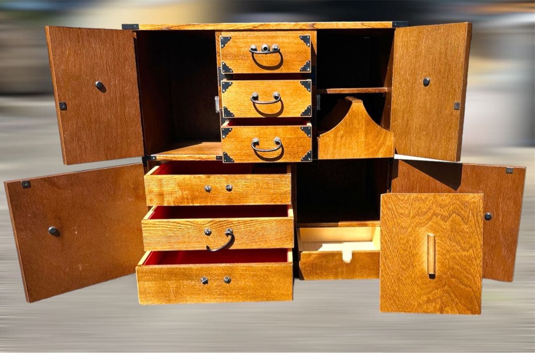 2025，定番 希少 箪笥 裁縫箱 木箱 からくり 鍵有り 隠し有り 古道具